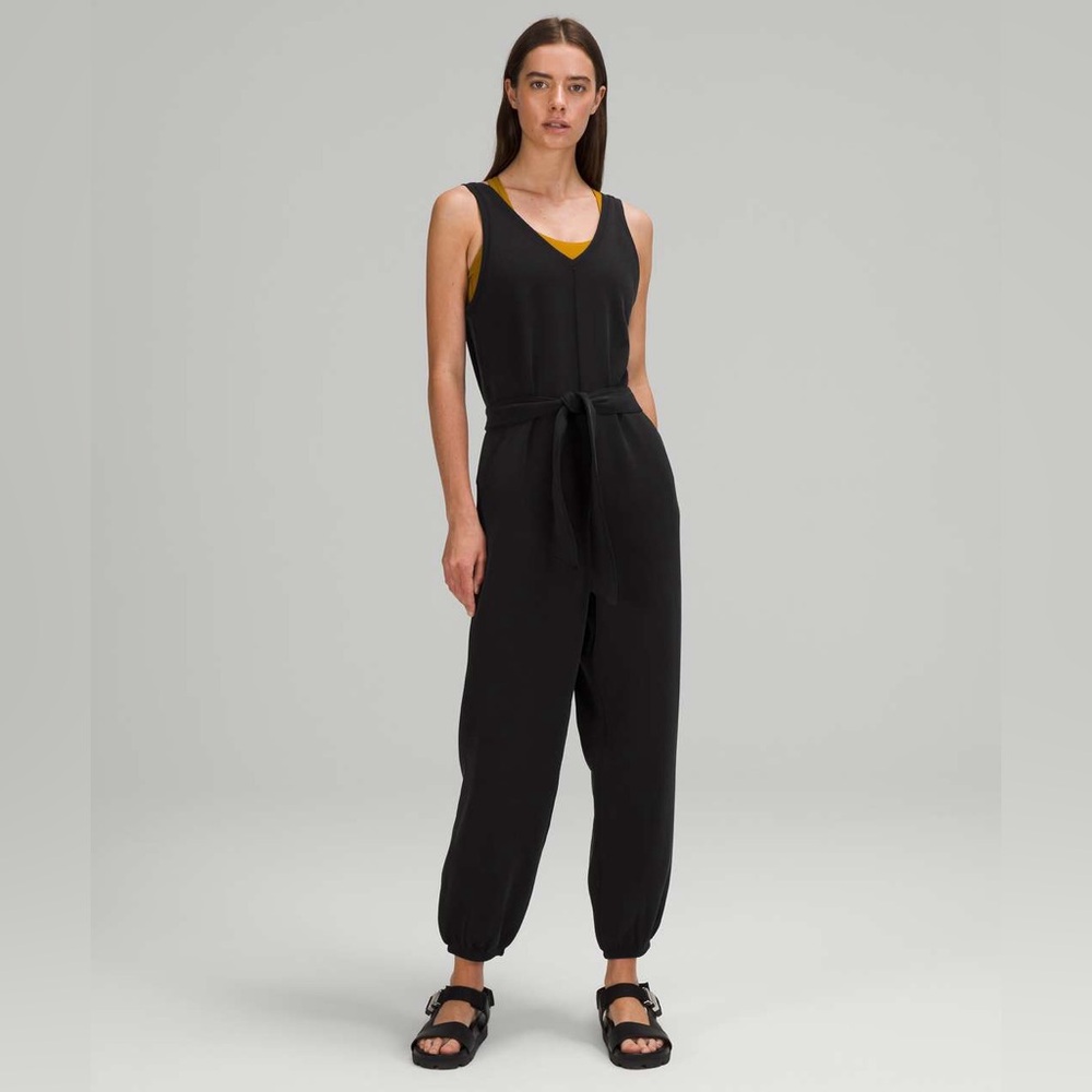 Lululemon•Ease of it All V-Neck Jumpsuit•Softstreme Jogger Belted•Black•NWOT•14